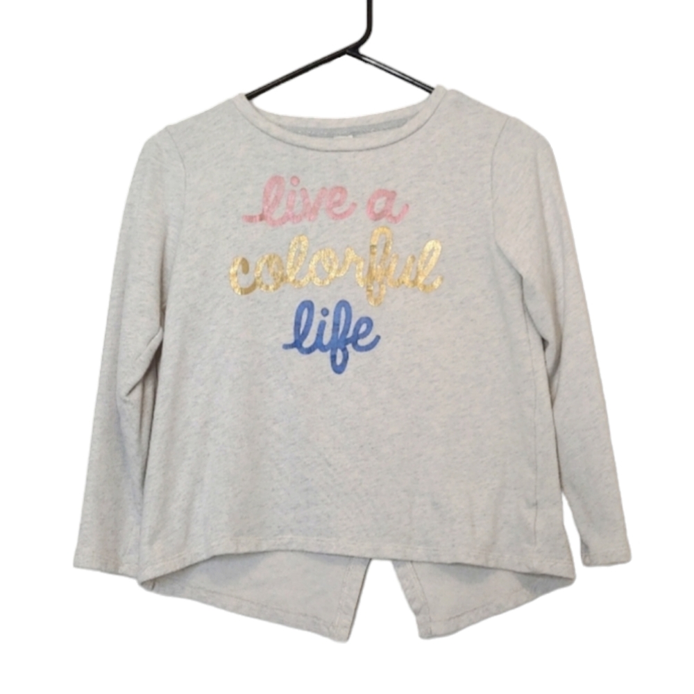 Old Navy Girl's Live a Colorful Life Gray Casual Sweatshirt Size Large